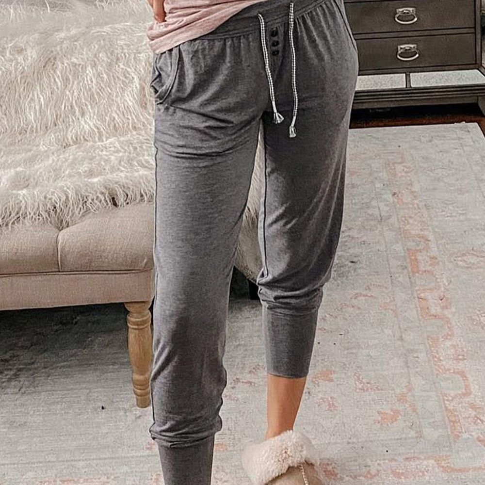 Gray drawstring jogger pants